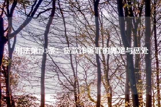  刑法第193条：贷款诈骗罪的界定与惩处