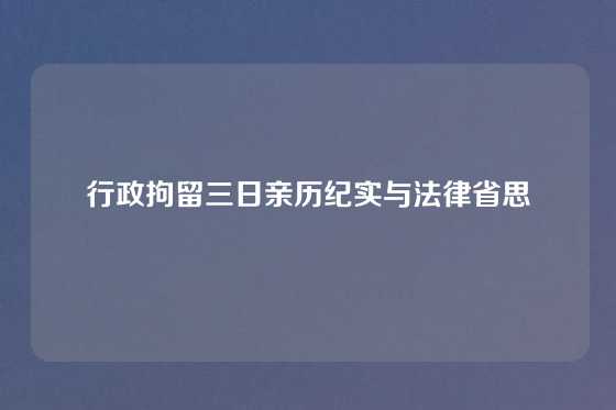 行政拘留三日亲历纪实与法律省思