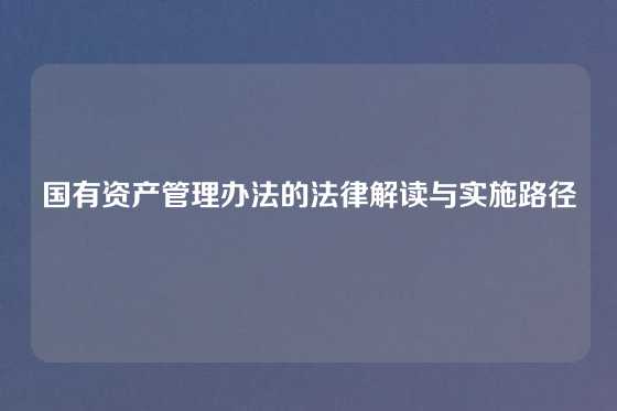 国有资产管理办法的法律解读与实施路径