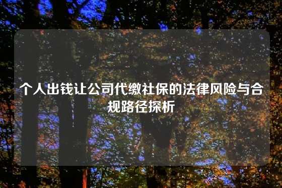 个人出钱让公司代缴社保的法律风险与合规路径探析