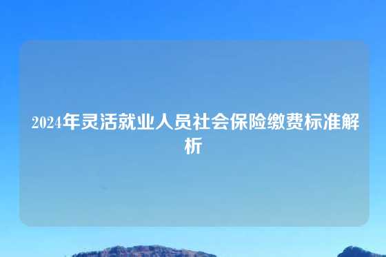 2024年灵活就业人员社会保险缴费标准解析