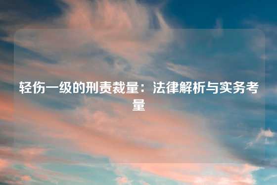 轻伤一级的刑责裁量：法律解析与实务考量