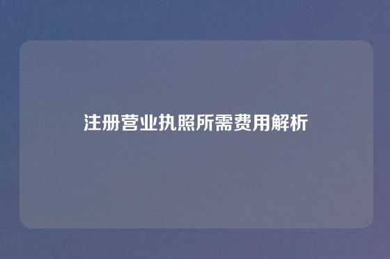 注册营业执照所需费用解析