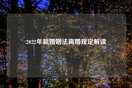 2022年新婚姻法离婚规定解读
