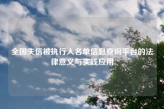全国失信被执行人名单信息查询平台的法律意义与实践应用