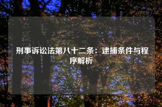  刑事诉讼法第八十二条：逮捕条件与程序解析