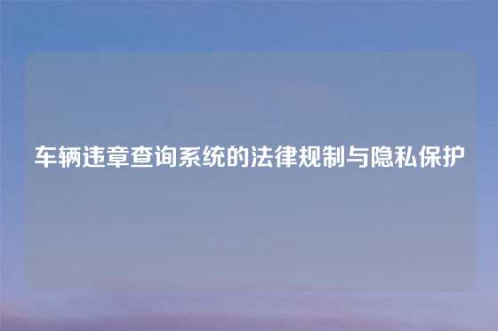车辆违章查询系统的法律规制与隐私保护