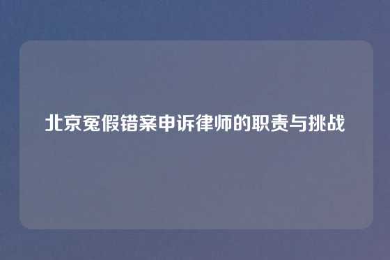 北京冤假错案申诉律师的职责与挑战