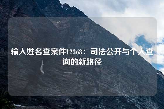 输入姓名查案件12368：司法公开与个人查询的新路径