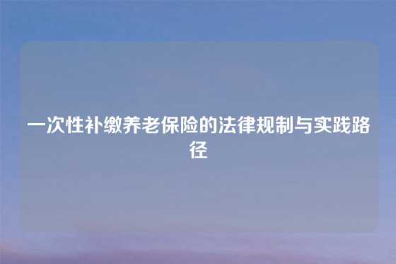 一次性补缴养老保险的法律规制与实践路径