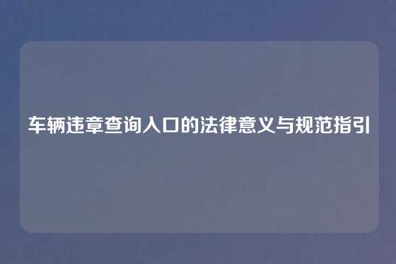 车辆违章查询入口的法律意义与规范指引