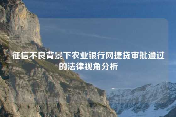 征信不良背景下农业银行网捷贷审批通过的法律视角分析