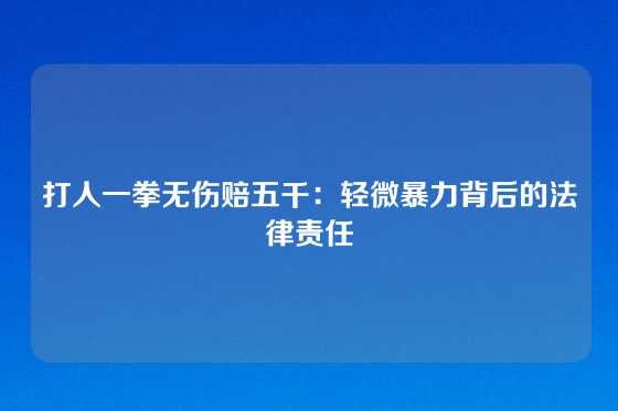 打人一拳无伤赔五千：轻微暴力背后的法律责任