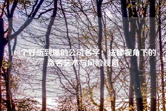 100个好听到爆的公司名字：法律视角下的命名艺术与风险规避