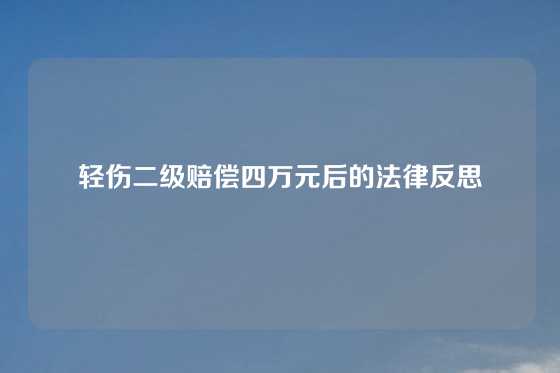 轻伤二级赔偿四万元后的法律反思