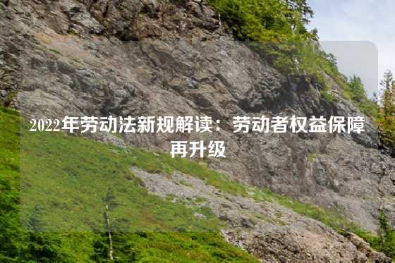 2022年劳动法新规解读：劳动者权益保障再升级