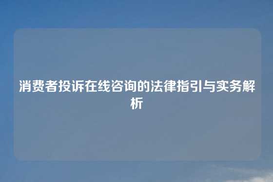 消费者投诉在线咨询的法律指引与实务解析