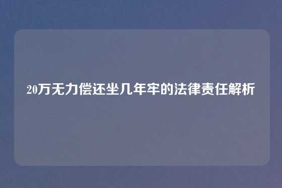 20万无力偿还坐几年牢的法律责任解析