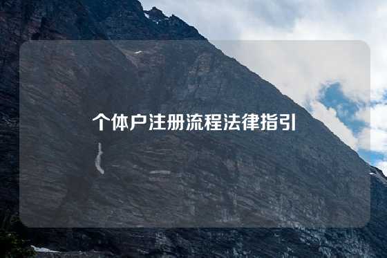 个体户注册流程法律指引