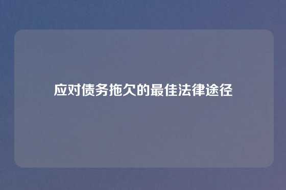 应对债务拖欠的最佳法律途径