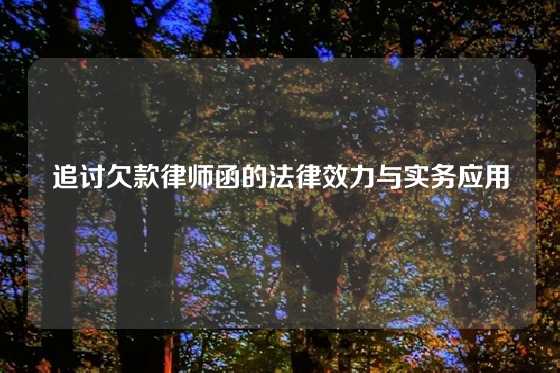 追讨欠款律师函的法律效力与实务应用