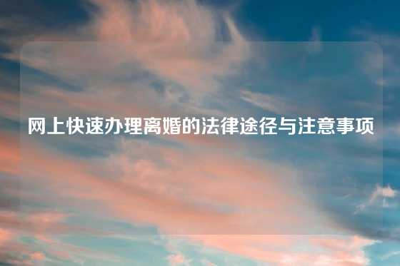 网上快速办理离婚的法律途径与注意事项