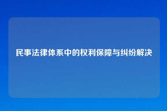 民事法律体系中的权利保障与纠纷解决