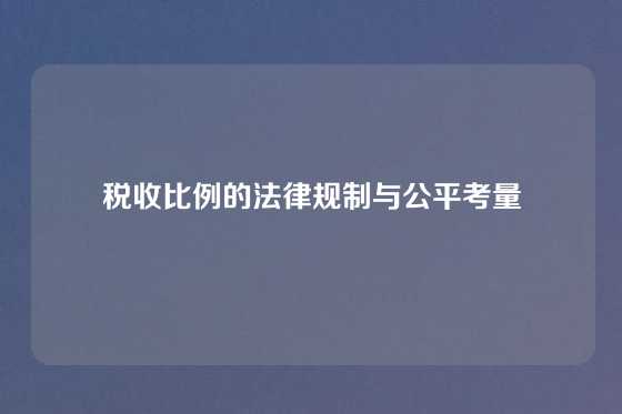 税收比例的法律规制与公平考量