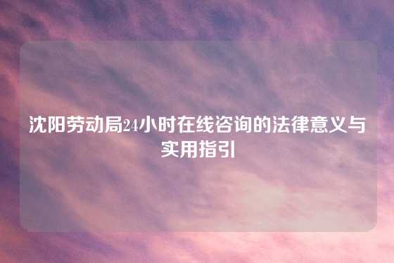 沈阳劳动局24小时在线咨询的法律意义与实用指引