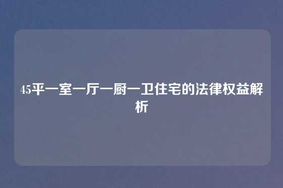 45平一室一厅一厨一卫住宅的法律权益解析