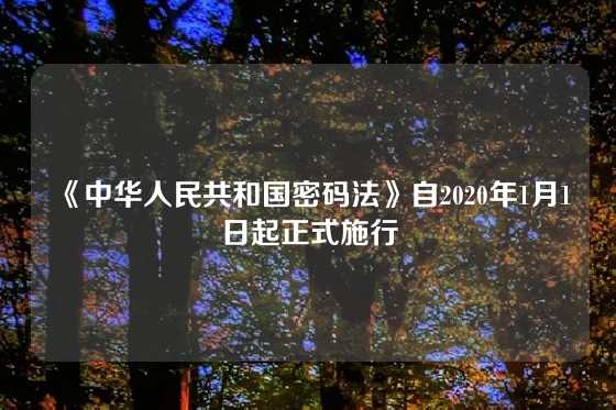 《中华人民共和国密码法》自2020年1月1日起正式施行