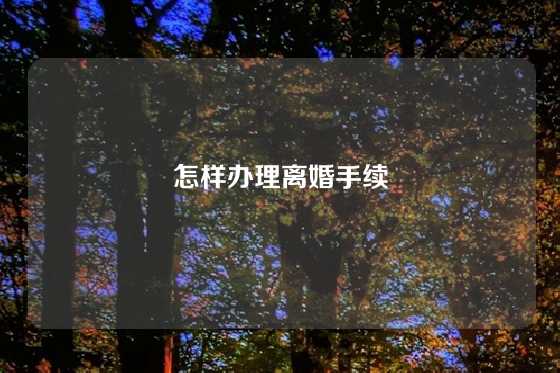 怎样办理离婚手续