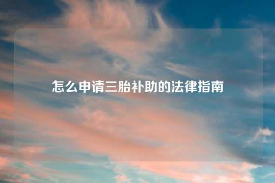 怎么申请三胎补助的法律指南