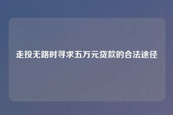 走投无路时寻求五万元贷款的合法途径