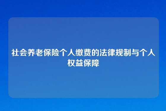 社会养老保险个人缴费的法律规制与个人权益保障