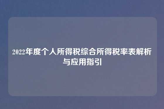 2022年度个人所得税综合所得税率表解析与应用指引