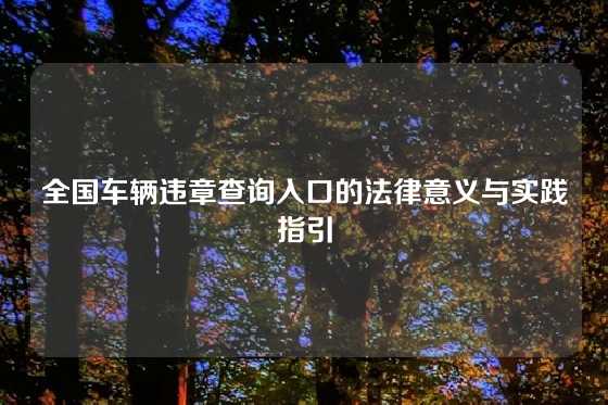 全国车辆违章查询入口的法律意义与实践指引