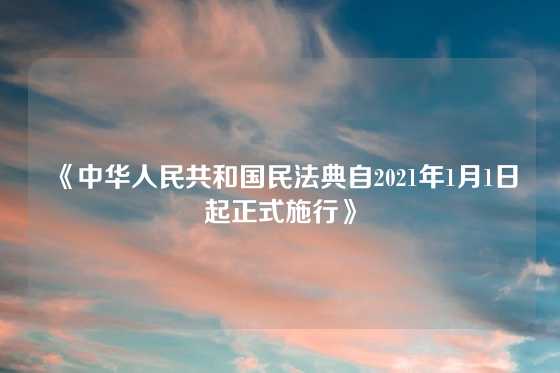 《中华人民共和国民法典自2021年1月1日起正式施行》