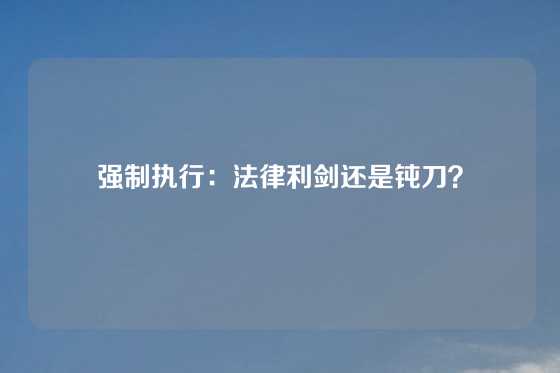 强制执行：法律利剑还是钝刀？