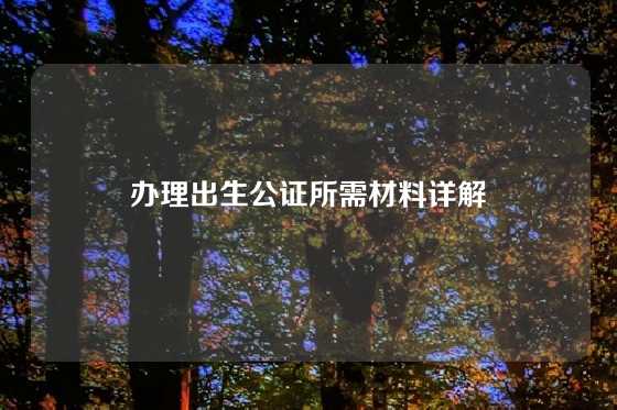 办理出生公证所需材料详解