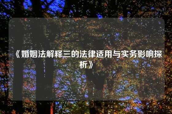 《婚姻法解释三的法律适用与实务影响探析》