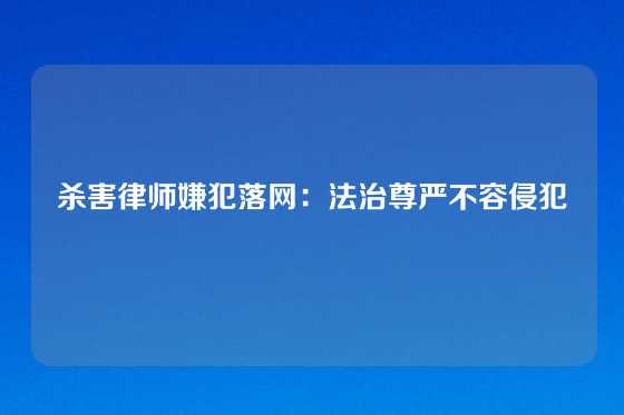 杀害律师嫌犯落网：法治尊严不容侵犯