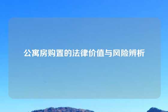 公寓房购置的法律价值与风险辨析