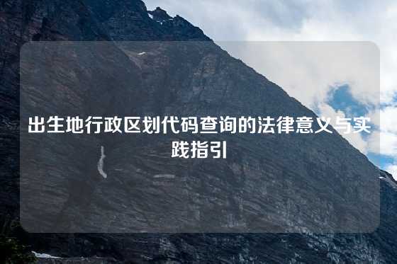 出生地行政区划代码查询的法律意义与实践指引