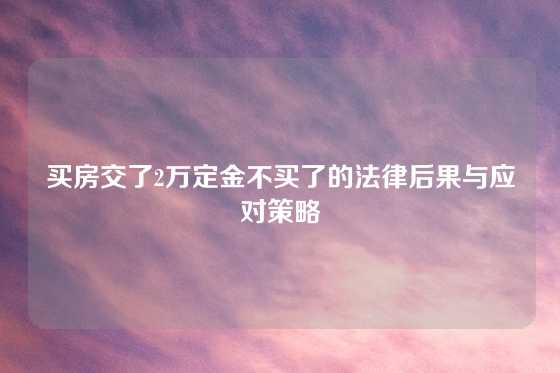 买房交了2万定金不买了的法律后果与应对策略
