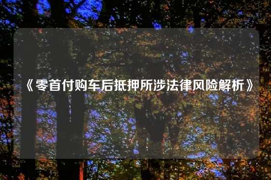 《零首付购车后抵押所涉法律风险解析》