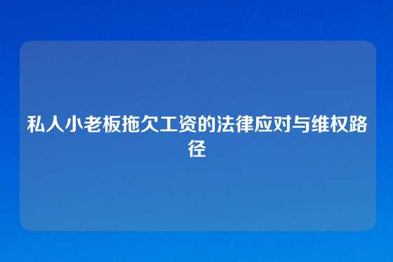 私人小老板拖欠工资的法律应对与维权路径