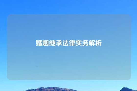 婚姻继承法律实务解析