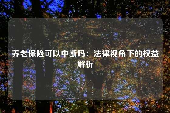 养老保险可以中断吗:法律视角下的权益解析