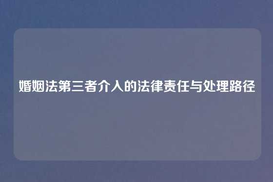 婚姻法第三者介入的法律责任与处理路径